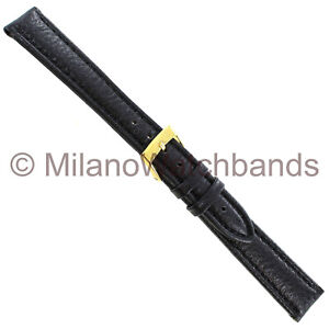 14mm Morellato Black Genuine Calfskin Leather Padded Stitched Watch Band 754