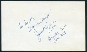 JANET LYNN SIGNED 3X5 INDEX CARD FIGURE SKATER 2X WORLD 5X US CHAMP OLYMPICS - Picture 1 of 1