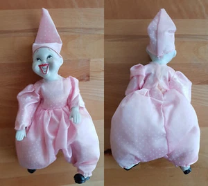 25 cm Porzellan Puppe Püppchen Figur Doll Sammlung Sammler Kollektion Rosa Clown - Bild 1 von 1