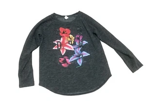 Old Navy Cute Graphic Sweatshirt Floral Wonderful Gray Large Women’s Flowers - Picture 1 of 3