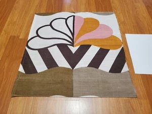 Awesome RARE Vintage Mid Century retro 70s olive pink stripe fan fabric! LOOK - Picture 1 of 5