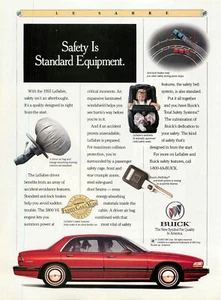 Publicidad impresa de revista BUICK 1993 LeSabre equipo de seguridad frenos antibloqueo bolsas de aire - Imagen 1 de 1