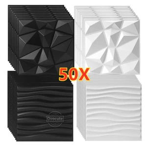 50Pcs 3D Wall Panels Diamond Waves Design Sound Proofing Panels for Living Room - Picture 1 of 26