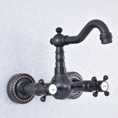 Black Oil Rubbed Brass Wall Mounted Kitchen Mixer Tap Bathroom Faucet ysf720 - Image 1 of 4