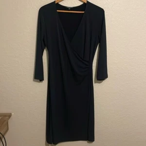 Jones New York Women’s Midi Black Faux Wrap Dress Size M - Picture 1 of 4