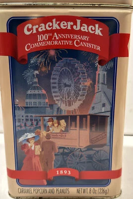 CRACKER JACK 100th ANNIVERSARY COLLECTORS TIN COMMEMORATIVE CANISTER 1993  - Image 1 of 4