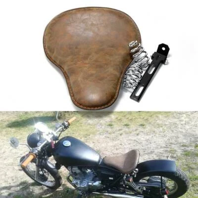 Retro Motorcycle 3" Spring Solo Bracket Seat For Harley Davidson Bobber Chopper - Image 1 of 4