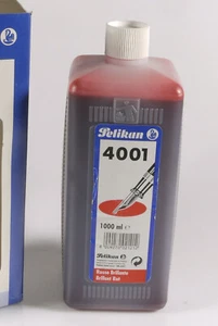 PRL) PELIKAN 4001 RED INK INCHIOSTRO ROSSO 1 LT PENNE STILOGRAFICHE TIMBRI ENCRE - Picture 1 of 2
