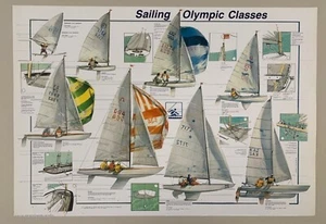 CLASES OLÍMPICAS DE VELA, DISEÑADO POR M.CHIESA AUTÉNTICO RARO CARTEL 1989 - Imagen 1 de 10
