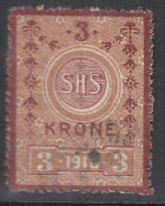 SHS Slovenija 1918 revenue stamp 3 KRONE, Stempelmarke fiscal, used