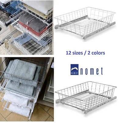 Wardrobe Storage Organiser Pull Out Wire Basket Drawer Roller Runners  - Image 1 of 4