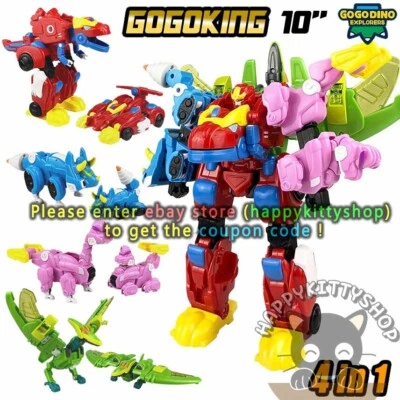 GOGO Dino GOGOKING 4 en 1 Transformar Dinosaurios Robot Combinador Niño Niños Vehículos Juguete Foto 1 de 4
