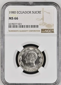 Ecuador 1 Sucre 1980 NGC MS 66 - Picture 1 of 2