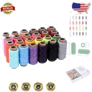 Assorted Color Waxed Polyester Cord - 0.8mm for Leather Stitching & Bookbinding - Picture 1 of 10