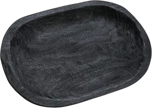 Bol en bois de paulownia sculpté à la main, noir - Photo 1/12