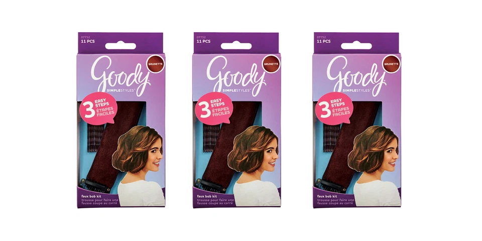 Goody Faux Bob Kit Fake Bob Make Long Hair Look Short in 3 Easy Steps Brunette