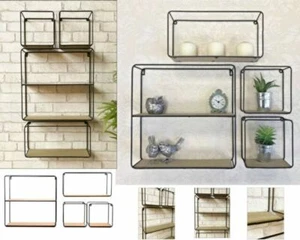 Set of 4 Retro Metal Wall Shelf Industrial Style Shelves Storage Display Unit  - Picture 1 of 6