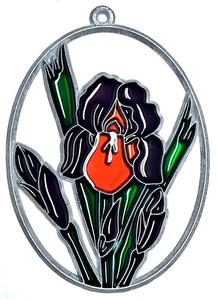 Stained glass look Purple Iris suncatcher NOT real stained glass - Picture 1 of 3