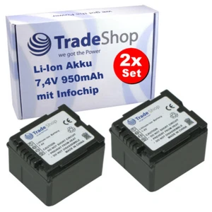 2x Li-Ion Akku 7,4V 950mAh für Panasonic HDC-SD7 HDC-SD9 HDC-SD10 Camcorder - Bild 1 von 1