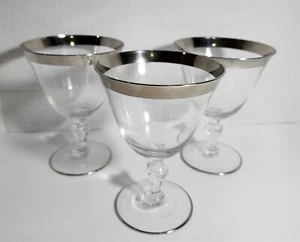 3 Thorpe Design Silver Band Crystal Wine Glasses - Picture 1 of 4