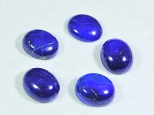 Lote de 5 piezas de piedras preciosas sueltas cabujón ovalado de lapislázuli natural de 10X12 mm 26 quilates - Imagen 1 de 5
