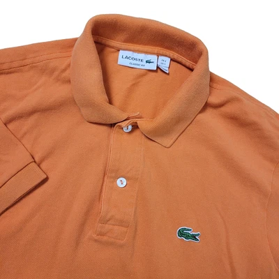 Lacoste Classic Fit Mens Small Solid Orange Stretch Knit Polo Short Sleeve - Image 1 of 4