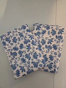 2er Set Kissenbezüge Blau & Weiß Blumen Reißverschluss Neu 20"x20" - Bild 1 von 6