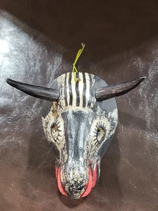 Máscara Animal Cornudo Miniatura Vintage 5" México América Latina  - Imagen 1 de 9