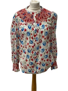 Boden Floral Heart Bird Print Blouse Multicoloured Size 14 1 RVB001 - Picture 1 of 11