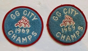 Chenille  Varsity Wrestling Patch GG City 1969 Champs (2) Rare Vintage  - Picture 1 of 10