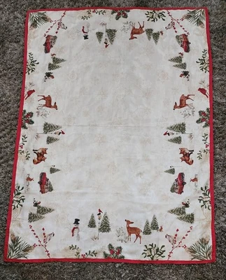Christmas Tablecloth 52"x70", Beautiful Images & Texture, Excellent Condition - Image 1 of 4