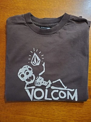 Vtg Y2K Volcom T-Shirt Men’s Small Faded Brown Skate Logo Grunge Skater Skull - Image 1 of 4
