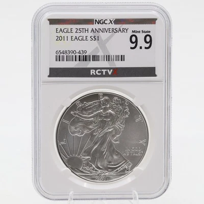 2011 Silver Eagle 25th Anniversary Mint State 9.9 NGCX RCTVX - Image 1 of 2