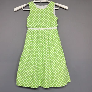 Peaches n Cream Dress Girls 6X Green White Polka Dot Sleeveless Spring Party - Picture 1 of 10