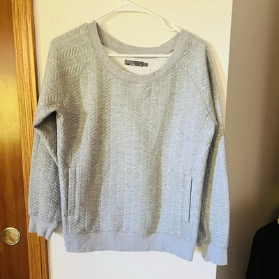 PrAna Mujer Gris Acolchado Chevron Pullover Sudadera con Bolsillos Talla M Foto 1 de 4