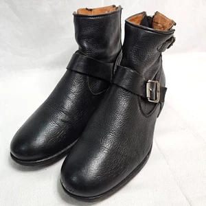 Botas al tobillo Frye Tyler Engineer de cuero negras con hebilla para mujer talla 8,5B - Imagen 1 de 13
