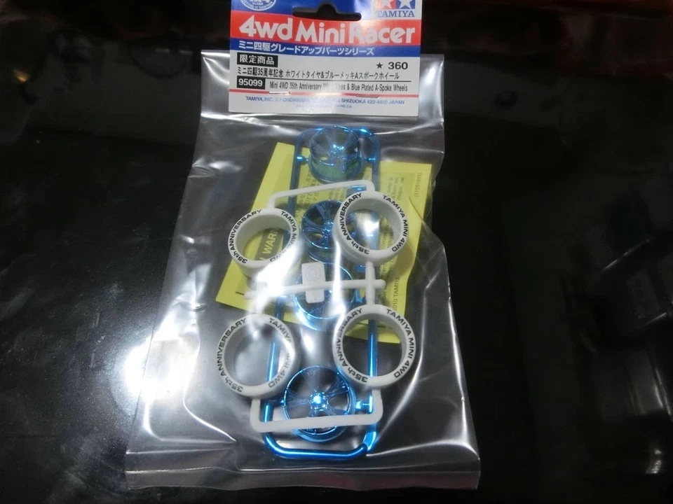 Tamiya Mini 4WD 35th Anniversary Neumáticos Blancos Azul Chapado A Radios... - Imagen 1 de 1
