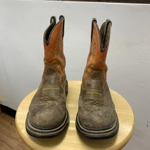 Rocky Boys Size 6.5Y Brown Classic Square Toe Western Boots Shoes - Picture 1 of 8