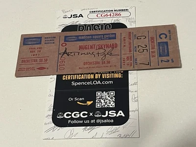 Lynyrd Skynyrd Signed Artimus Pyle  Ticket Madison Square Garden 11-10-77 JSA !! - Image 1 of 2