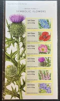 GB 2014 POST & GO STAMP BRITISH FLORA SYMBOLIC FLOWERS II P&G 16 MNH FREE POST - Image 1 of 3