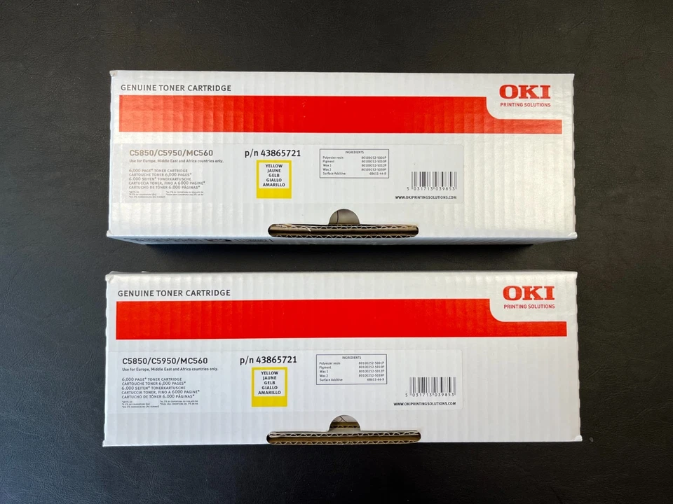 x2 Original TONERS OKI Für OKI C5850 / C5950 / MC560 - NEW & OVP !!! - Bild 1 von 1