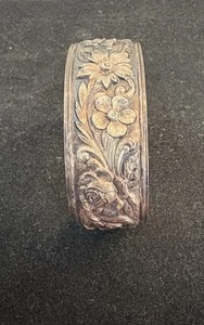 Vintage Sterling Silver Kirk and Son - Floral Repousse Cuff Bracelet - 30g - Picture 1 of 4