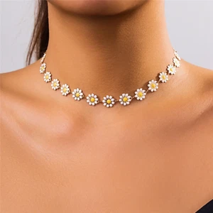 Women's Fashion Jewelry Daisy Flower Choker Necklace 573 - Picture 1 of 8