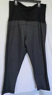 Isabel Maternity Active Black & Grey Crossover Pane Capri Leggings Size M - Image 1 of 4
