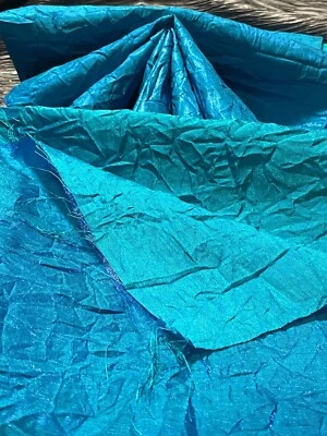 Crushed Turquoise Sheer Fabric, Double Sided 18" X 3 Yards - Image 1 of 4