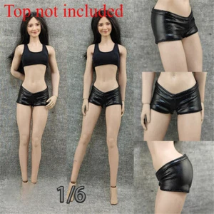 Miss Black Leather Pants Shorts Locomotive 1/6 Scale Clothes 12" Female Figure - Picture 1 of 7