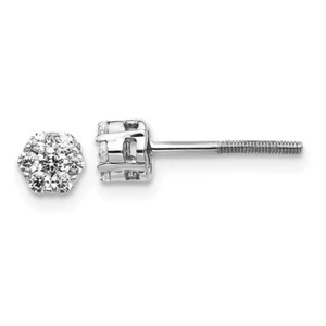 5mm 10k White Gold Diamond Cluster Screwback Earrings - Picture 1 of 5