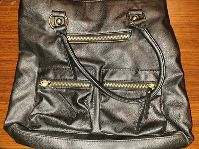 Linea Pelle Black Supple Faux-Leather Bag Purse Handbag - Image 1 of 4