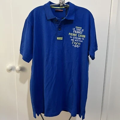 Pierre Cardin Paris Polo Shirt Size Large Paris Cycling Blue - Image 1 of 4