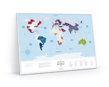 BIG SCRATCH OFF TRAVEL MAP SILVER WORLD MAP PUSH PIN POSTER CARD WALL MAP